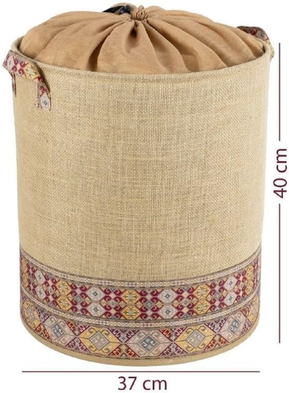 Faltbarer Wäschekorb – 37x40 cm Motiv: Jute Gestickt