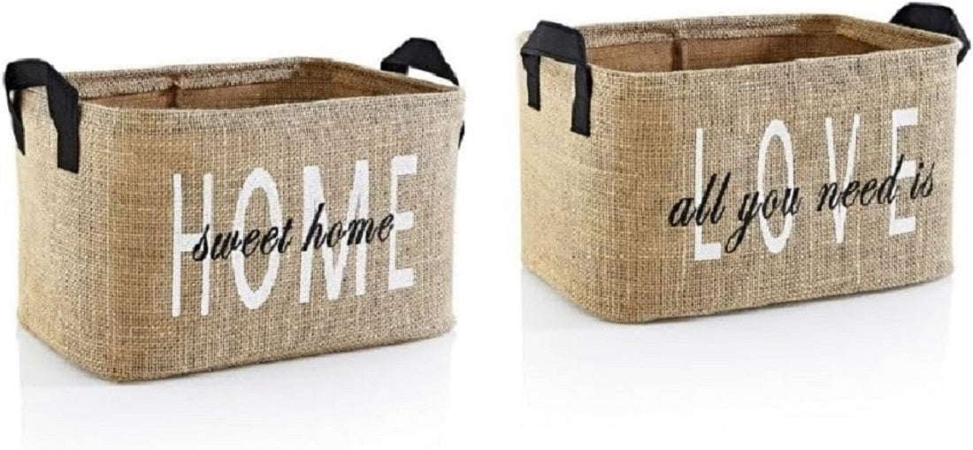 Prendi Home 2er Set Faltbare Jute Aufbewahrungskörbe