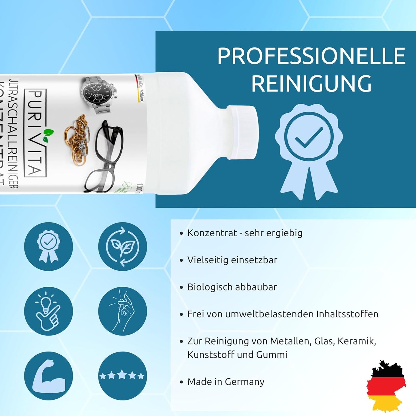 Purivita Ultraschallreiniger, Konzentrat, 500 ml