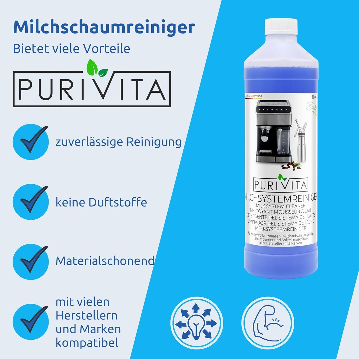 Purivita - Milchsystemreiniger Kaffeevollautomat - 1000ml Konzentrat 	12,50 €  / 1 Liter