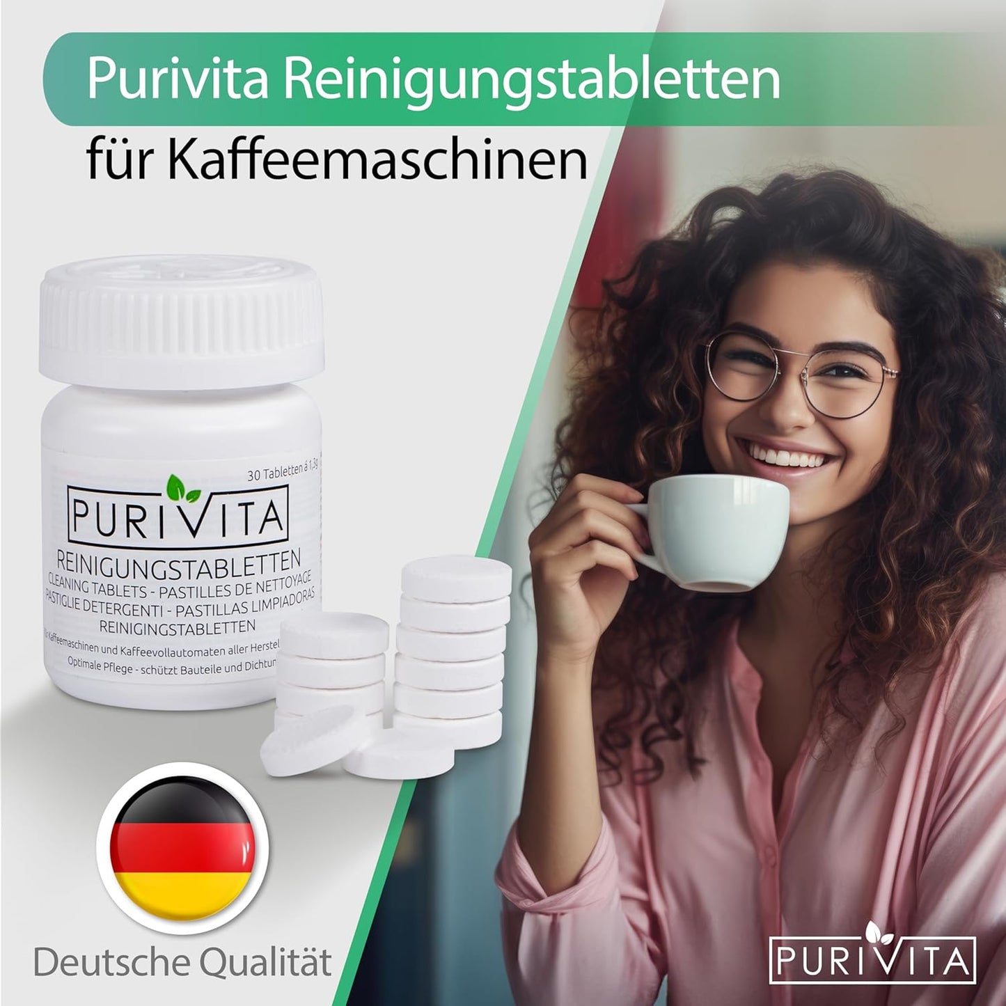 Purivita 2-Phasen REINIGUNGSTABLETTEN Kaffeevollautomaten 100 Tabs