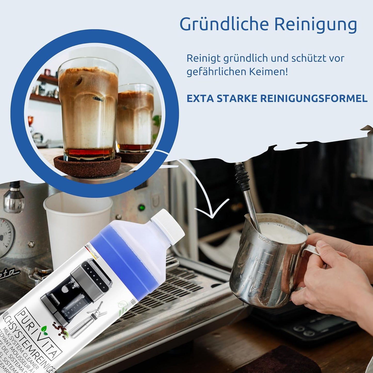 Purivita - Milchsystemreiniger Kaffeevollautomat - 1000ml Konzentrat 	12,50 €  / 1 Liter