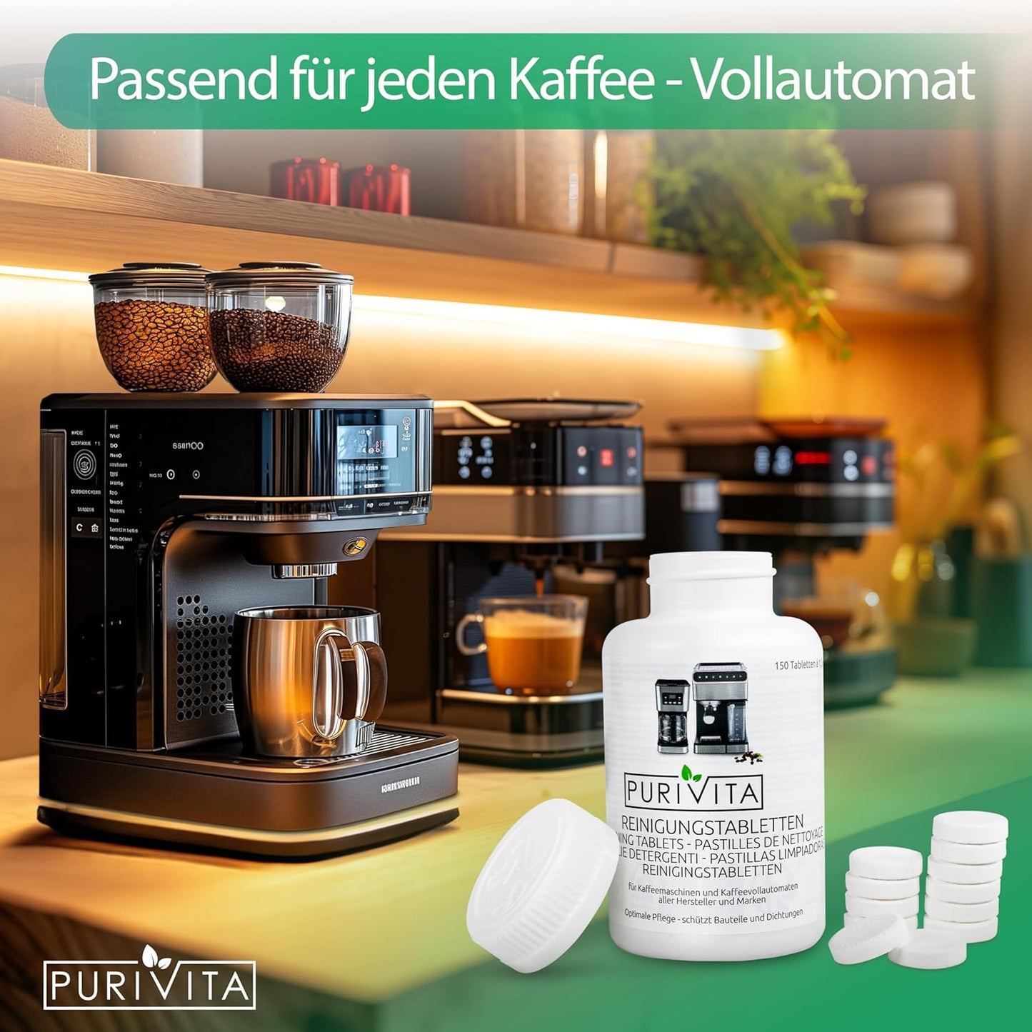 Purivita 2-Phasen REINIGUNGSTABLETTEN Kaffeevollautomaten 150 Tabs