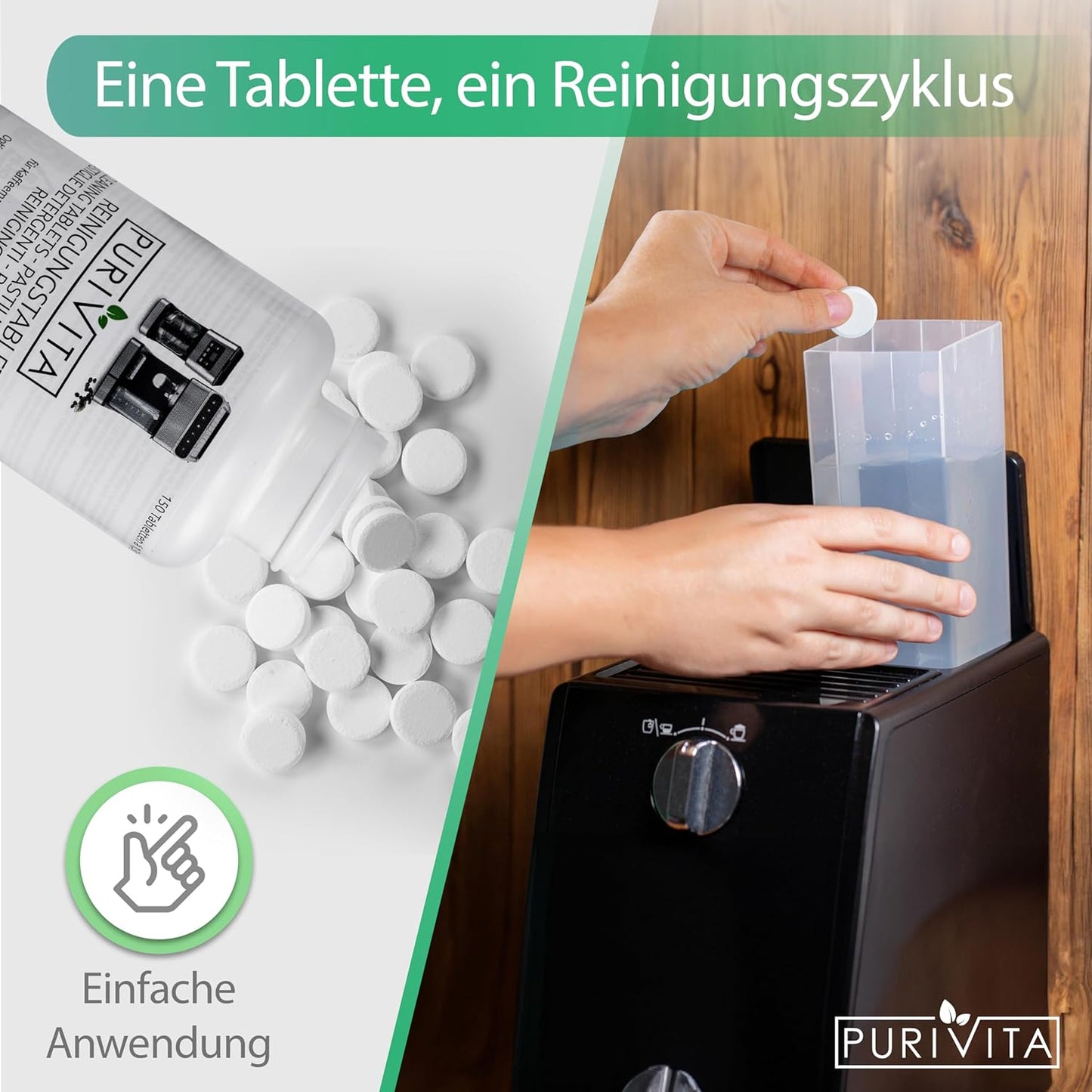Purivita 2-Phasen REINIGUNGSTABLETTEN Kaffeevollautomaten 150 Tabs