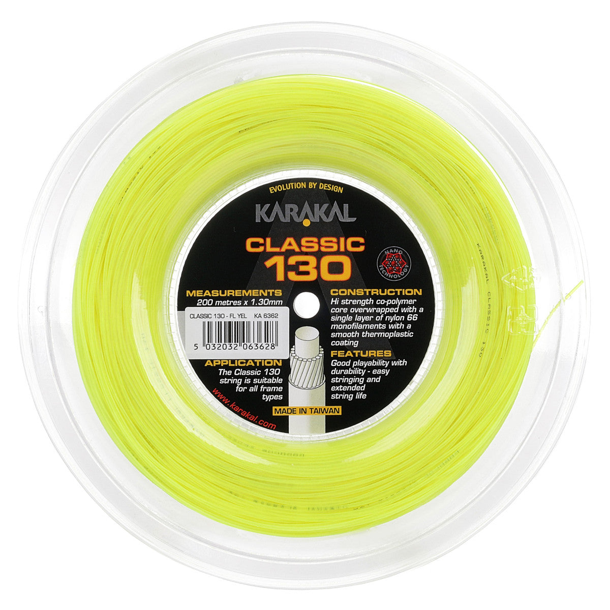 Karakal Classic130, 200m 1.30mm in gelb