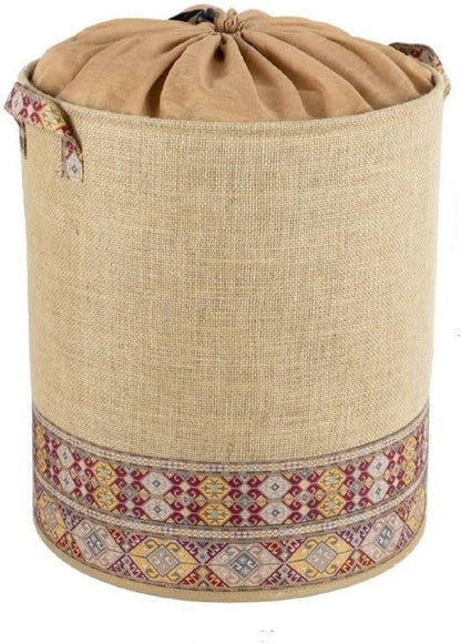 Faltbarer Wäschekorb – 37x40 cm Motiv: Jute Gestickt