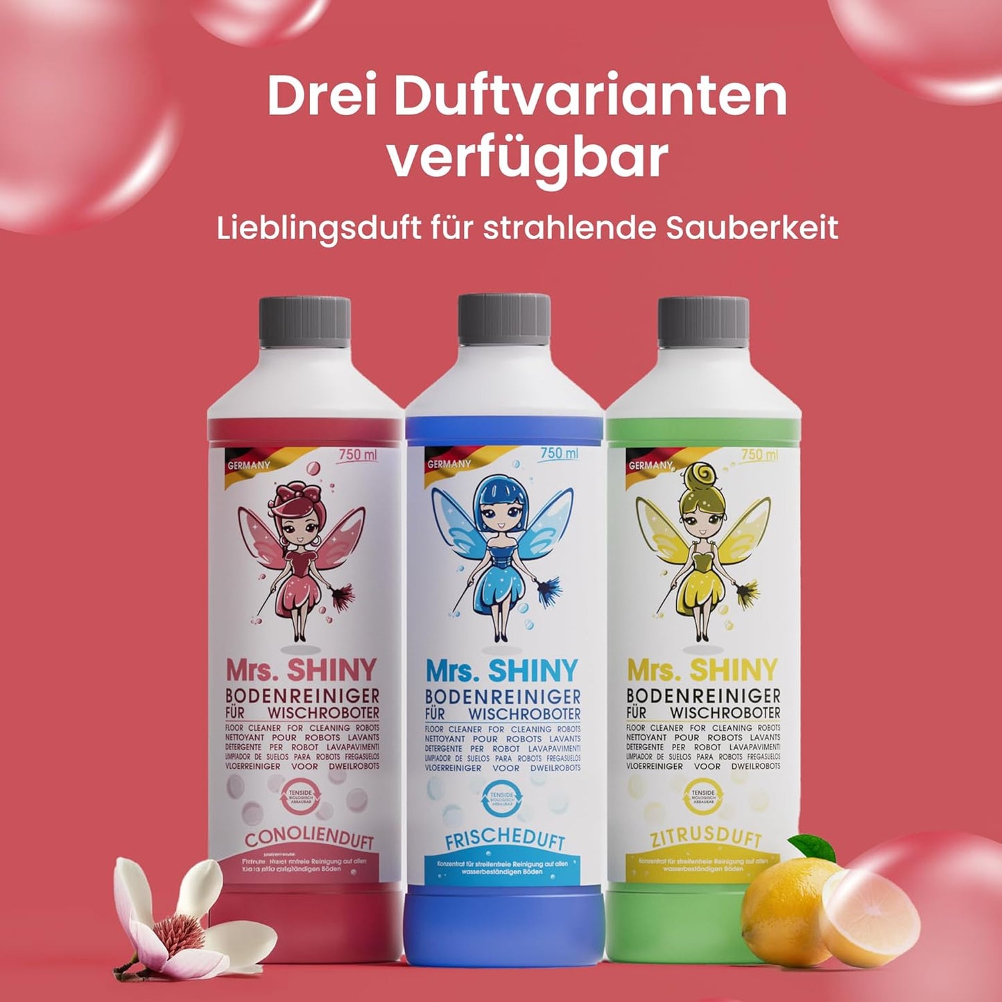 Mrs. Shiny-Bodenreiniger für Wischroboter 750ml Konzentrat Duft : Magnolia